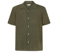 KnowledgeCotton Apparel - Box S/S Linen Shirt - Shirt size S, olive