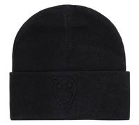 KnowledgeCotton Apparel - Embossed Owl DL Wool Beanie - Beanie size One Size, black