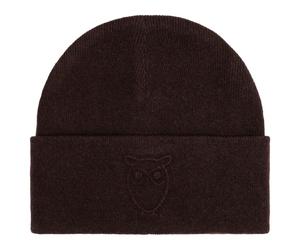 KnowledgeCotton Apparel - Embossed Owl DL Wool Beanie - Beanie size One Size, black