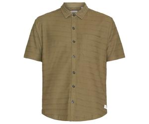 KnowledgeCotton Apparel - Loose S/S Solid Striped Jersey - Shirt size S, sand
