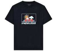 KnowledgeCotton Apparel - Regenerative Organic Cotton Front Print T-Shirt - T-shirt size XL, black