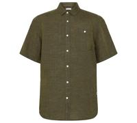 KnowledgeCotton Apparel - Regular Linen S/S Shirt - Shirt size XL, olive