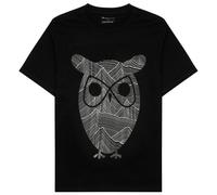 KnowledgeCotton Apparel - Regular Mountain OWL Printed - T-shirt size L, black