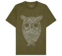 KnowledgeCotton Apparel - Regular Mountain OWL Printed - T-shirt size XL, olive