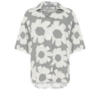 KnowledgeCotton Apparel - Women's Linen-Mix Printed Shirt - Blouse size S, grey/white