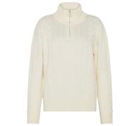 KnowledgeCotton Apparel - Women's M. 1/2 Zip High Neck Cable - Wool jumper size XS, sand
