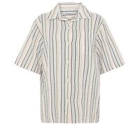 KnowledgeCotton Apparel - Women's Seersucker Stripe Short Sleeved Shirt - Blouse size L, grey