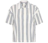 KnowledgeCotton Apparel - Women's Striped S/S Shirt - Blouse size L, white/grey