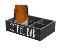 Knowlife Coffee Bar Organizer for Countertop | Wood Coffee Organizer with Removable Dividers | Kitchen Storage Accessories for Breakroom Shop Home Syrup Cups Outdoor Stirring Sticks