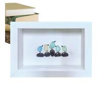 Knowlife Glass Framed Wall Art,Bird Sea Glass Art Kit - Handmade Wooden Decorations Photo Frame Craft,for Home Bedroom Bathroom Adults Friends