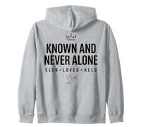 Known And Never Alone SEEN LOVED HELD Bold Crown Dove Zip Hoodie