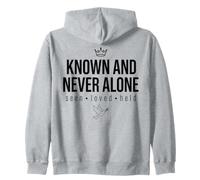 Known And Never Alone Seen Loved Held Crown Dove Zip Hoodie