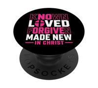 Known Loved Forgiven Made New in Christ Faith Cross Quote PopSockets Adhesive PopGrip