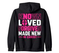 Known Loved Forgiven Made New in Christ Faith Cross Quote Zip Hoodie
