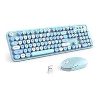 KNOWSQT Wireless Keyboard and Mouse Combo, Blue, 104 Keys Full Size 2.4GHz Colorful Keyboard USB Receiver Plug and Play for Windows, Mac, PC, Laptop, Computer