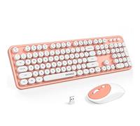 KNOWSQT Wireless Keyboard and Mouse Combo - Orange-White Full-Sized 2.4 GHz 104 Keys Typewriter Keyboard, Flexible Round Keycap and Optical Mouse for Windows, Computer, PC, Laptop, Desktop, Mac