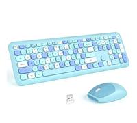 KNOWSQT Wireless Keyboard and Mouse Combo, Pale Blue Full-Sized 2.4G Silent Keycap Colorful Keyboards, USB Dongle Plug Play, for Laptop, Windows, PC, Computer, Desktop