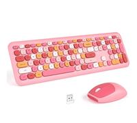 KNOWSQT Wireless Keyboard and Mouse Combo Pale Pink Full Size 2.4G Silent Keyboard Portable Windows PC Mac