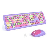 KNOWSQT Wireless Keyboard and Mouse Combo, Pale Purple Full Size 2.4G Colorful Silent Keyboard, USB Dongle Keyboard Plug Play, for Laptop, Windows, PC, Computer, Computer