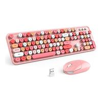 KNOWSQT Wireless Keyboard and Mouse Combo Pink 104 Keys Full Size 2.4GHz Colorful Keyboard USB Receiver Plug and Play for Windows Mac PC Laptop