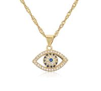 KNOWTODAY Evil Eye Necklace for Women14K Gold Plated Charm Cubic Zirconia Evil Eye Pendant Gold Necklaces Layered Jewelry Gifts, Brass, Zircon