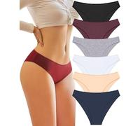 Knowyou Womens Underwear Cotton Cheeky Panties for Women Cute Stretch Bikini Breathable Panties for Ladies 6Pack, 6 Pack Multicolor D, M