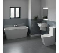 Knox Basin and 1500mm Double Ended Back to Wall Freestanding Bathroom Suite | White | ABS Polished Chrome | 530mm