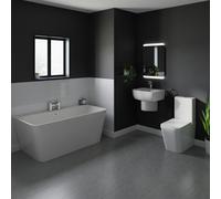 Knox Basin and 1700mm Double Ended Back to Wall Freestanding Bathroom Suite | White | ABS Polished Chrome | 530mm