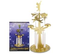 Knox Vintage Decorative Light Chime - Metal Candle Holder, Gold - Christmas Decoration with 4 Candles - Height 25 cm - Nostalgic Living Room and Table Decoration for Advent and Christmas