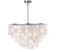 KNOXC Chandeliers, Sea Shell Chandelier Plating Chrome Natural Shell Lights Modern Attic Natural Seashell Chandelier Ceiling Led Lighting Dinning Room Living Room Kitchen Bedroom Hanging Lights/D27*H3
