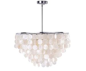 KNOXC Chandeliers, Sea Shell Chandelier Plating Chrome Natural Shell Lights Modern Attic Natural Seashell Chandelier Ceiling Led Lighting Dinning Room Living Room Kitchen Bedroom Hanging Lights/D27*H3