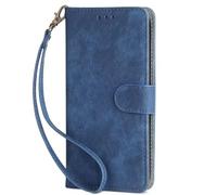 KNOXS Case Compatible with itel A100C Case with RFID Blocking Kickstand, PU Wallet Case and TPU Inner Shell with Shockproof Flap （Blue）