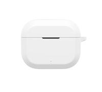 KNOXS Case Compatible with Oneplus Nord buds 3R, Soft Silicone Non-Slip Shock Resistant Protective Case Cover with Carabiner (White)