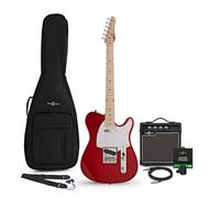 Knoxville Electric Guitar Red, 10W Guitar Amp & Accessory Pack | Everything a Budding Guitarist Needs, Portable Amp with 2-Band EQ and Headphone Output, Comfortable Neck, Full Accessories