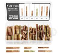 Knpwer 100 Pcs Hanger Bolts - M6, M8, M10, Double Headed, Self Tapping, Dowel Screws for Wood & Iron