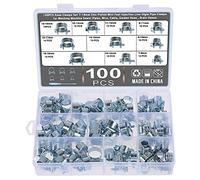 Knpwer 100PCS 10 Sizes Hose Clamps 7-18mm Zinc Plated Mini Fuel Injection Line Style Pipe Clamps for Wire,Cable,Garden Hose,Drain Hoses with Screwdriver