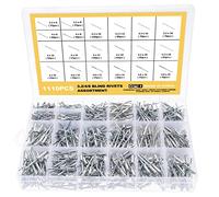 Knpwer 1110 Pcs 20 Sizes Aluminum Dome Head Blind Rivets,Closed End Pop Rivets,Self-Plugging Open End Fastener Nails,Pop Rivets Core Pulling Rivets Assortment Kit
