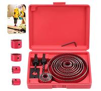 Knpwer 20 PCS Hole Saw Cutter Kit Carbon Steel Downlights Drill Bit Tools for Wood, Plasterboard, Density board and Non Ferrous Metals 19-127mm (Red)