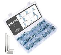 Knpwer 210 Pcs Threaded Inserts Nuts,Carbon Steel Threaded Inserts, M6 M8 M10 Insert Hex Socket Screw for Wood Furniture, with 3 Pcs Hex Spanner