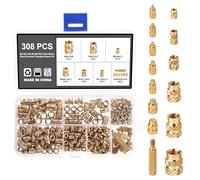 Knpwer 308 Pcs Threaded Insert and Soldering Iron Melting Aid Set,Internal Thread, Knurled Brass Thread Insert, Embedding Nut Kit and 8 Pcs Soldering Irons, Brass Soldering Tips for Melting Nuts
