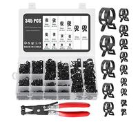 Knpwer 345 Pcs 14 Size Fuel Line Hose Clips Water Pipe Air Tube Silicone Vacuum Hose Clamp 5-22mm Fastener,with a Hose Clamp Pliers