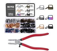 Knpwer 90 Pcs Key Fob Hardware 1 Inch,6 Colors Key Fob Pliers,Lanyard Keychain Hardware for DIY Keychain Wristlet Lanyards Belts