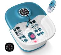 KNQZE Foot Spa and Massager with Heater, Heated Foot Bath with Remote Control, Pumice Stone, Bubbles, 16 Massage Rollers, Red Light, Pedicure Footspa with Heat, Gift Ideas for Feet Care(Blue)