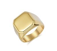 KnSam 16 mm Men's Punk Stainless Steel Polished Square Engagement Ring for Men, Men's Promise Rings, Stainless Steel, No cubic zirconia
