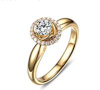KnSam 18K Rings for Women Sapphire & Diamond 1cts, F-G, SI1 Ring Woman Wedding Yellow Gold Size N 1/2