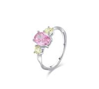 KnSam 18K Yellow Gold Partner Rings Real Gold Jewellery, Classic Petite Wedding Rings Lab Created Rose Sapphire Rose Oval Cut Wedding Rings Peridot Platinum PT950, Size 47-65, 18ct white gold, Peridot