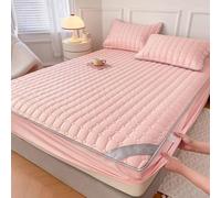 KnSam 200 x 220 cm Fitted Sheet Protection, Fitted Sheet Pattern Plain Textiles Classic, Cotton Bedspread Rose for All Seasons