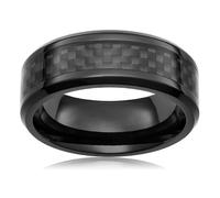 KnSam 6/8 mm Men's Vintage Ceramic Rings Carbon Fibre Wave Pattern Engagement Ring Man Unisex Wedding Ring Vintage, Ceramic, No cubic zirconia