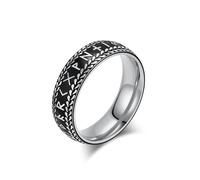 KnSam 7 mm Men's Wedding Rings Stainless Steel Retro Viking Runes Engagement Ring for Men, Men's Rings Gothic, Stainless Steel, No cubic zirconia
