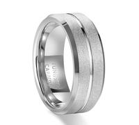 KnSam 8 mm Men's Engagement Ring, Personalised Tungsten Steel, Brushed Groove Rings, Engagement Men, Unisex Wedding Rings Vintage, Tungsten steel, No cubic zirconia